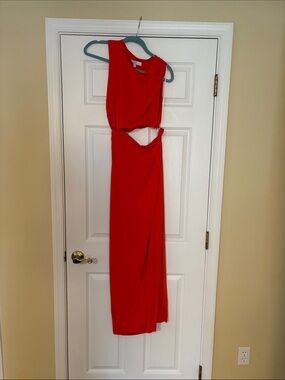 Orange Cutout Maxi Dress - Elegant Evening Wear
